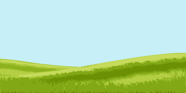 A simple illustration of a green grassy hill against a light blue sky