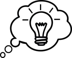 A lightbulb in a thought bubble representing an idea or inspiration