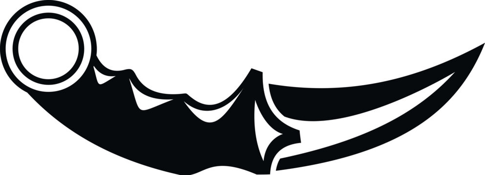 Karambit knife vector icon representing a tactical combat blade