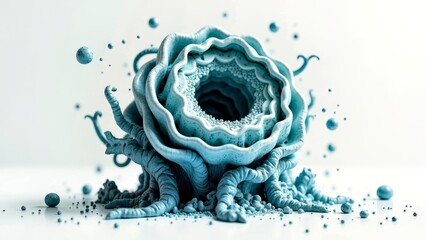 Light effect blue vortex flower art scene illustration