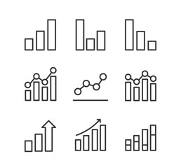 Bar Chart line editable stroke icons set. Vector illustration