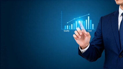 Businessman interacting with digital growth chart