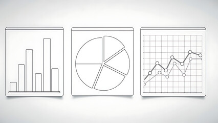 Business data analysis with bar chart, pie chart, and line graph