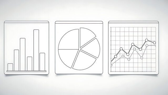Business data analysis with bar chart, pie chart, and line graph - Powered by Adobe