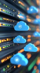 Cloud computing data storage solution concept.