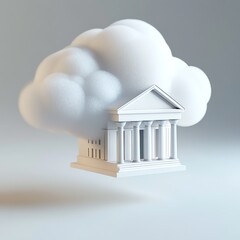 Floating cloud with a bank classical building design.
