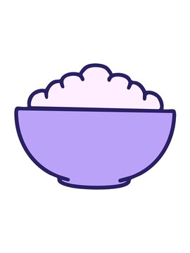 jiggle motion animation of some hot rice in simple bowl