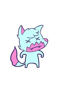 horizontally vibrating animation of dead fox cartoon character