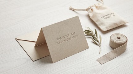 Thoughtful Thank You Card and Sustainable Packaging Elements for Expressing Gratitude in Business Partnerships and Eco-Conscious Branding