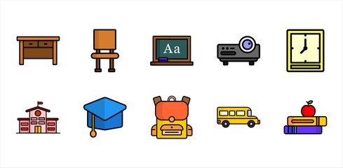 Classroom learning object icons pack education element
