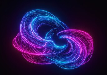 Fototapeta premium Dynamic swirl of glowing neon blue, purple, and pink light energy, creating an intense, vibrant abstract background pattern ,neon ,pattern ,depth