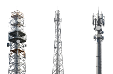 3d communication towers transparent background cutout png