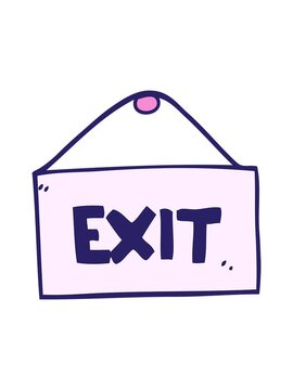 shine light effect animation of cartoon doodle exit sign