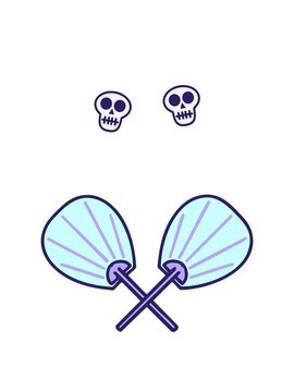 spinning skulls animation of a uchiwa japanese celebration paddle fans
