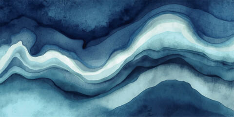 Colorful ink swirl in blue, pink, and orange creating a dynamic.Abstract blue and white flowing waves resembling ocean currents or mountainous landscape.