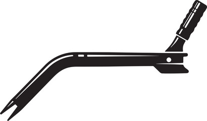 Black crowbar tool with textured handle and split tip white metal