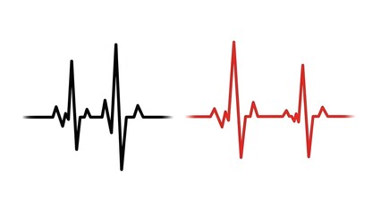 ecg heartbeat tracings in black and red colors