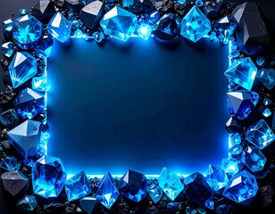 青いクリスタルのフレーム背景素材