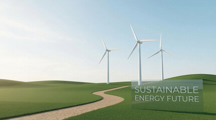 Fototapeta premium Wind Turbines in Clean Sustainable Landscape