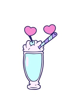 spinning hearts animation of milkshake cartoon