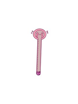 pressure popping animation of cartoon thermometer crying