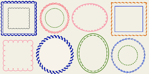 A collection of colorful decorative frames and borders in various shapes