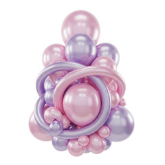 Elegant Balloon Arrangement: A Whimsical Centerpiece of Pink and Lavender Hues.