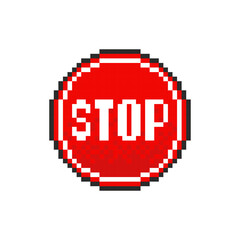 Stop pixel sign, stop symbol. Vector illustration.