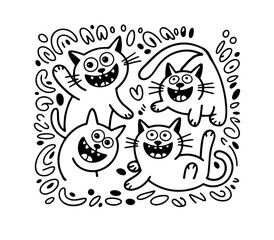 Fototapeta premium Cute cat doodle