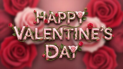 Valentine's day celebration with pink balloons spelling out happy valentines whit background