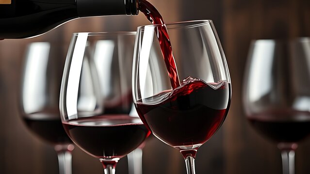 unharmed. Red wine being poured into glasses with burgundy liquid. bar promotions, beverage menus, designed for food & beverage menus and cafe branding, used by researchers.
