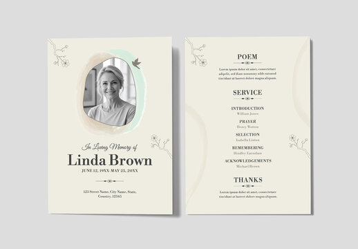 Elegant Funeral Obituary Program Brochure Template