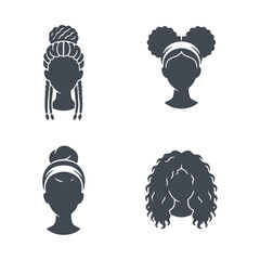Diverse Women's Natural Hairstyles Silhouettes Collection