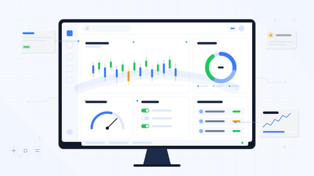 Data analysis dashboard displays various metrics and charts for performance tracking and decision making