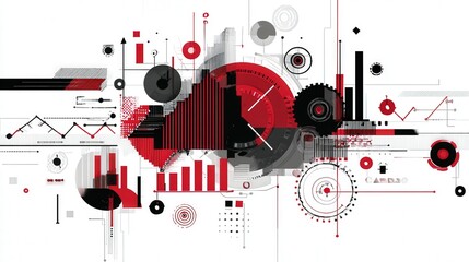 Obraz premium abstract future economy concept with symbols and charts isolated on white background