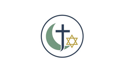 Obraz premium Christian Cross and Star of David Symbol in Circle on White Background