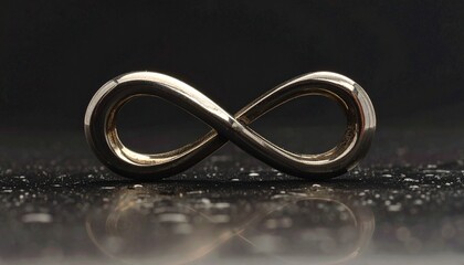 A polished gold infinity sculpture floats against a dark backdrop—evoking timeless elegance, endless possibility, and the luminous tension between form, philosophy, and visual abstraction.