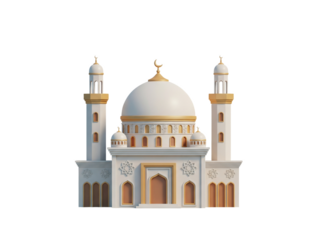3D illustration of a mosque for Ramadan and Eid concept design