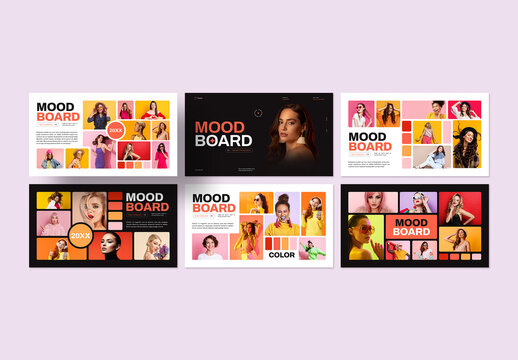 Creative Fashion Mood Board Presentation Template with Dark and Light Visual Storytelling