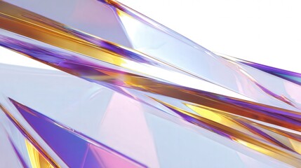 abstract layered glass panels with reflections isolated on white background