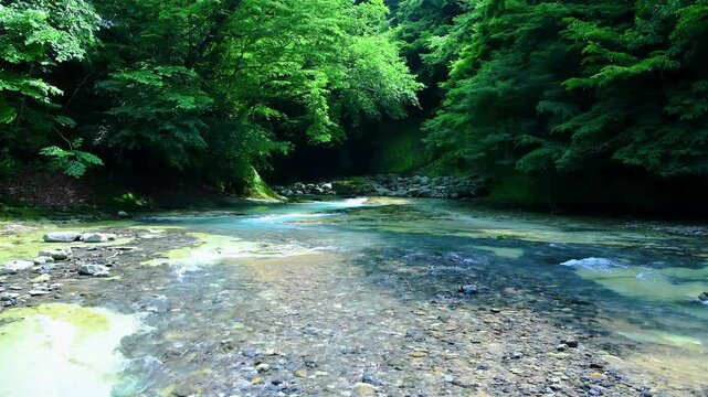 栃木県那須塩原市　塩原温泉に流れる鹿股川