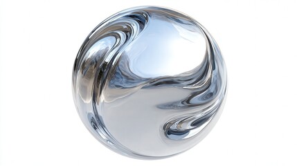 abstract liquid chrome sphere isolated on white background