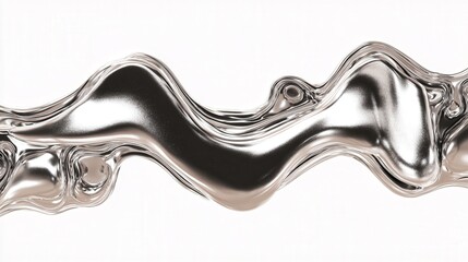 Abstract liquid metal form in silver tone isolated on white background
