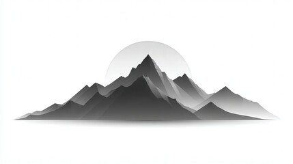 abstract minimal mountain landscape icon isolated on white background