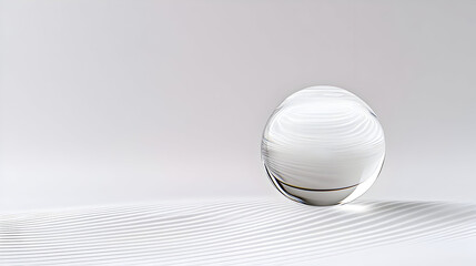 Sleek modern glass sphere with reflective surface on white background