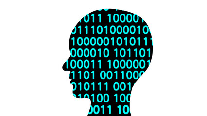 コンピューター言語と人工知能（横顔_ネオン01）のイメージイラスト