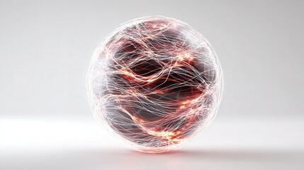 abstract network globe made of glowing lines isolated on white background