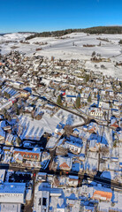 Grossh&ouml;chstetten bei Schnee, Emmental, Kanton Bern, Schweiz, Luftaufnahme im Januar 2026