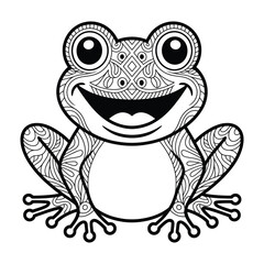 Obraz premium Happy frog with detailed patterns isolated on white background, Vector, illustration