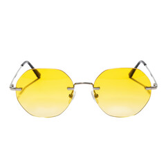 Round Rimless Sunglasses with Yellow Gradient Lenses and Silver Metal Frame eyewear accessory